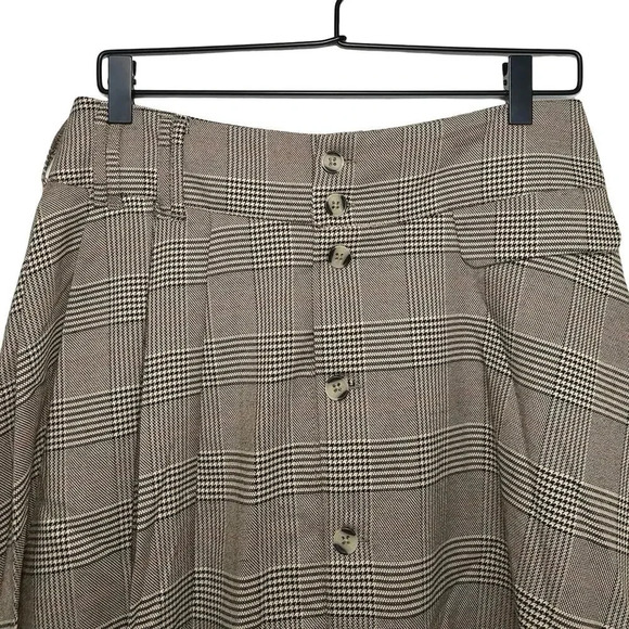 NWT Ci Sono Women’s Plaid Pleated Button Front Mini Skirt Brown Size Large - Picture 4 of 6